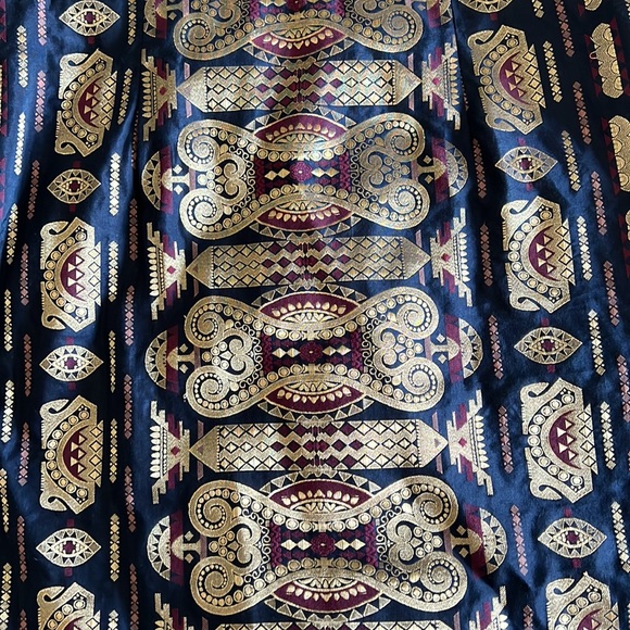 NWT Tory Burch jacquard silk-cotton dress, metallic gold & navy - size 4 - Picture 4 of 10